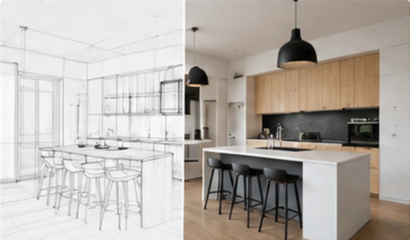 Workflow AI da una vista di progetto a una visualizzazione architettonica elaborata
